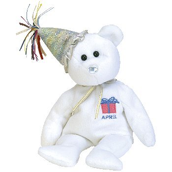 Ty Beanie Babies April the Birthday Bear W/hat Retired