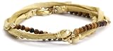 Ettika Tiger-Eye Semi Precious Stones Tan Deerskin Leather Bracelet