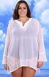 41FNo8LXu3L. SL160  Sheer Plus Size Long Sleeved Tunic Cover Up   Plus Size Swimwear Plus Size Swimsuits