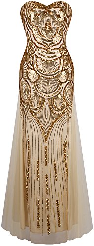 Angel-fashions Women’s Sequin Gold Me…
