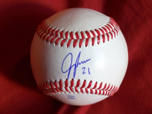 Jeff Francoeur Autographed ROLB Baseball, Kansas City Royals, Texas Rangers, Atlanta Braves, Proof Photo of Jeff Signing for Us.