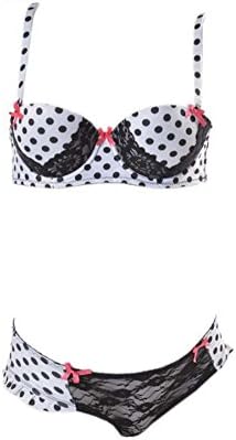 G Allure Women's Printed Bra and Panty 2 Piece Set with Lace Detail(LNG-LST,WHT-38C)