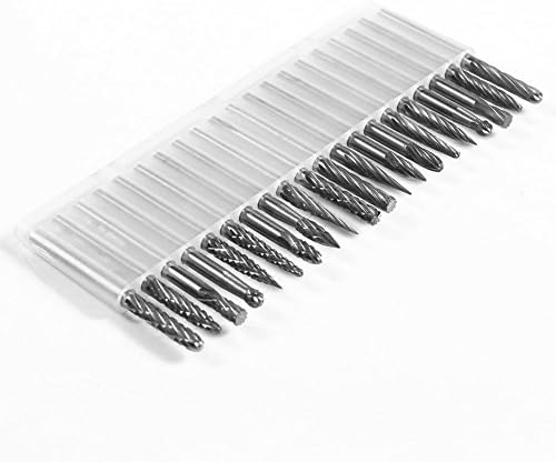 Holeco Shank Tungsten Steel Solid Carbide Rotary File Set 3 mm 20Pcs
