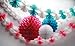 Party Partners Design Hanging Honeycomb Tissue Aqua Blue Pom-Pom Decoration Balls, Set of 3