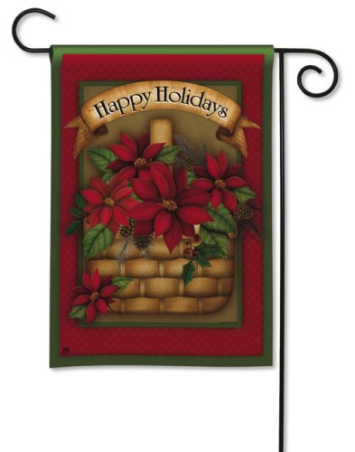 BreezeArt Poinsettia Basket 12.5 x 18 Decorative Garden Flag