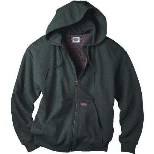 Dickies Mens Thermal Lined Zip Hooded Fleece Jacket, Black, Extra Large