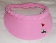 Golf Visor Terry Cloth Pink with Embroidered Flag on Green