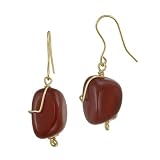 18k Gold Plated Sterling Silver and Wire Wrap Carnelian Nugget French Wire Earrings