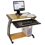 Luxor Steel Table With Keyboard Shelf And Wood CPU Stand