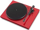 IMAGE OF Pro-Ject Debut III Turntable In Red with Ortofon OM-5 Cartridge