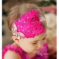 Baby Girls Feathered Headband Hair Bow
