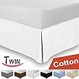 Combed Cotton Twin Bed-Skirt White - 100% Finest Quality Long Staple Fiber - Durable, Comfortable & Abrasion Resistant, Quadruple Pleated, Cotton Blended Platform - By Utopia Bedding