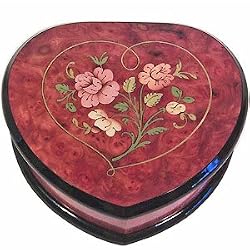 Italian Inlaid Wood Heart Music Box