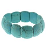Turquoise Howlite Beads 7.5 Inch Stretch Bangle Bracelet 20mm