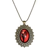 Beautiful Artisan Inspired Vintage Necklace Rosy Red Charm Pendant Necklace