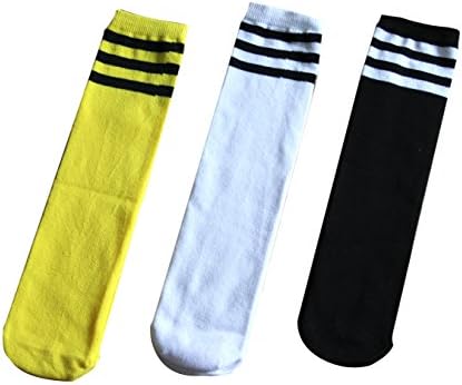 3 Pack Boy Girl Children the Knee Thigh High Three Stripe Cotton Referee Socks
