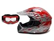 TMS Red Flame Dirt Bike ATV Motocross Helmet MX Off-Road with Goggles (Medium)