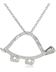Silver and Diamond Tortoise Pendant Necklace (1/20 cttw, I-J Color, I3 Clarity), 18"