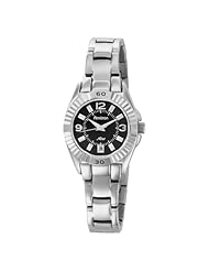 Armitron Womens 753838BKSV NOW Round Silver-Tone Black Dial Dress Watch