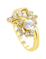 13MMFloralDesignCubicZirconia18KTGoldLayeredBandRingSize7
