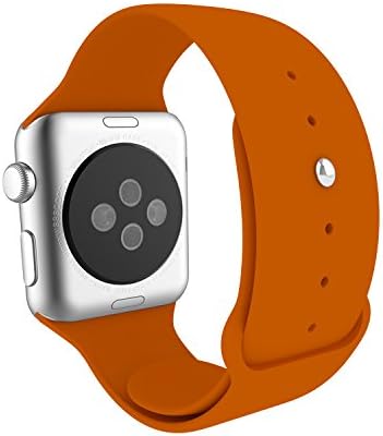 GKKIOO Apple Watch Band, Soft Silicone Replacement Sport Band for 42mm Apple Watch Models - Orange - 3 Pieces of Bands Included for 2 Lengths, Not Fit 38mm version 2015
