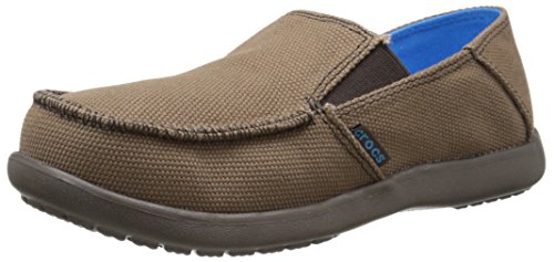 crocs Santa Cruz Canvas GS Loafer (Little Kid/Big Kid), Espresso/Espresso, 2 M US Little Kid
