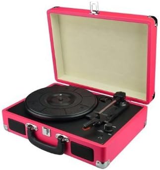 Digitnow!Innovative Technology Nostalgic 3-Speed Vintage Suitcase Turntable (Red-nonbluetooth)