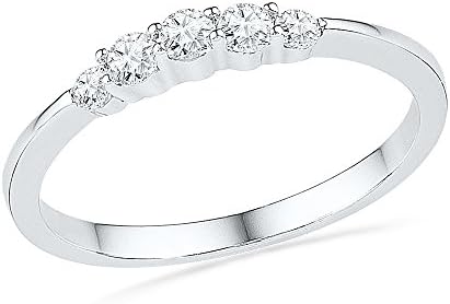 Delicate 5Stone Band In 10K White Gold And Diamond (0.24 CTTW)