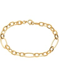 7.5" 14K Yellow Gold 5.40mm (1/5") Polished Square Tube Oval Chain Link Spaced By 6 Long Oval Link Bracelet w/ Spring Ring Clasp