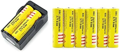 STAND HIGH 18650 8 PCS LI-ION 5000mah 3.7V Rechargeable Battery with Charger-yellow