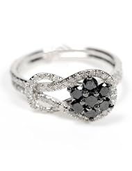 Sterling Silver Black & White Diamond Fashion Ring Fine Jewelry for Christmas