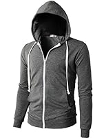 H2H Mens Fashion Lightweight Zip-up Hoodie with Pocket Of Various Colors
