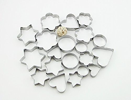 Able® 20pc Metal Cookie Cutters: 5 Stars Shape, 5 Flowers Shape, 5 Round Shape, 5 Hearts, Cookie Fruit Cutter Sporting Shape Biscuit Mold