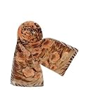 Basile Flower & Animal Print Chiffon Silk Long Scarf Orange