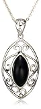 Sterling Silver Marquise-Shaped Celtic Black Onyx Pendant, 18.5