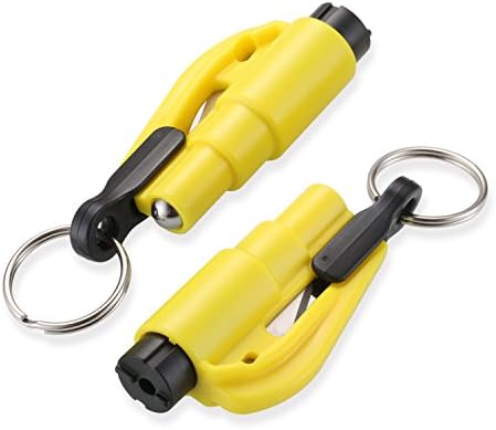 BLUEHRESY Car Escape Tool Keychain with Seatbelt Cutter Emergency Window Glass Breaker （yellow）pack of 2
