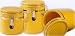 3pc Metal Lock Lid Sensation Yellow Canister Set w/Spoon