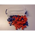 100 Steckw�rfel 2-farbig (rot, blau) in der praktischen Box, 1,7cm, allseitig steckbar