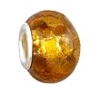Pandora Style Charm Bead (Z208) Murano Style Lampwork Glass (15mm x 10mm) (fits Troll too) ~ Gold with Gold Ribbon