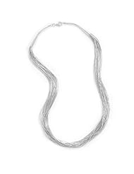 Sterling Silver 24 Inch 20 Strand Liquid Silver Necklace with Lobster Clasp