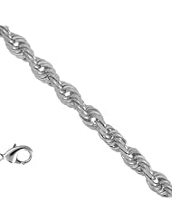 14k Solid White Gold 1.5 mm (1/16 Inch) Rope Chain Necklace 16" w/ Lobster Claw Clasp