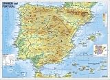 Spanien und Portugal physisch: Wandkarte - Poster - 