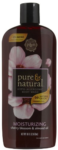 PURE & NATURAL Hypo-Allergenic BODY WASH Moisturizing CHERRY BLOSSOM & ALMOND OIL 16 oz.