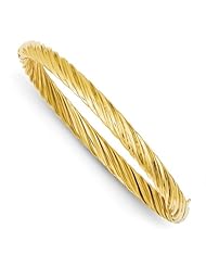 14k Gold 4/16 Oversize Swirl Hinged Bangle Bracelet