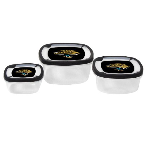 NFL Jacksonville Jaguars Nesting Square Containers, 7.2-Cup; 3.5-Cup; 2.1-Cup,  Clear, Piece of 3
