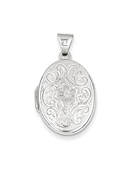 Sterling Silver Oval Floral Locket