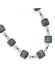 MMA Silver - 17 inch+2 inch Multicolor Glass Bead Necklace