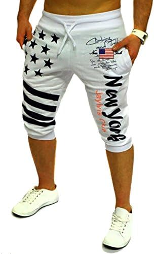 Made Men's American Flag Shorts Star Sweatpant Short Pant White XX-large