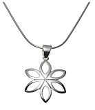 Sterling Silver Open Flower Pendant, 18"