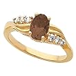 14K Yellow Gold Smoky Quartz and Diamond Ring
